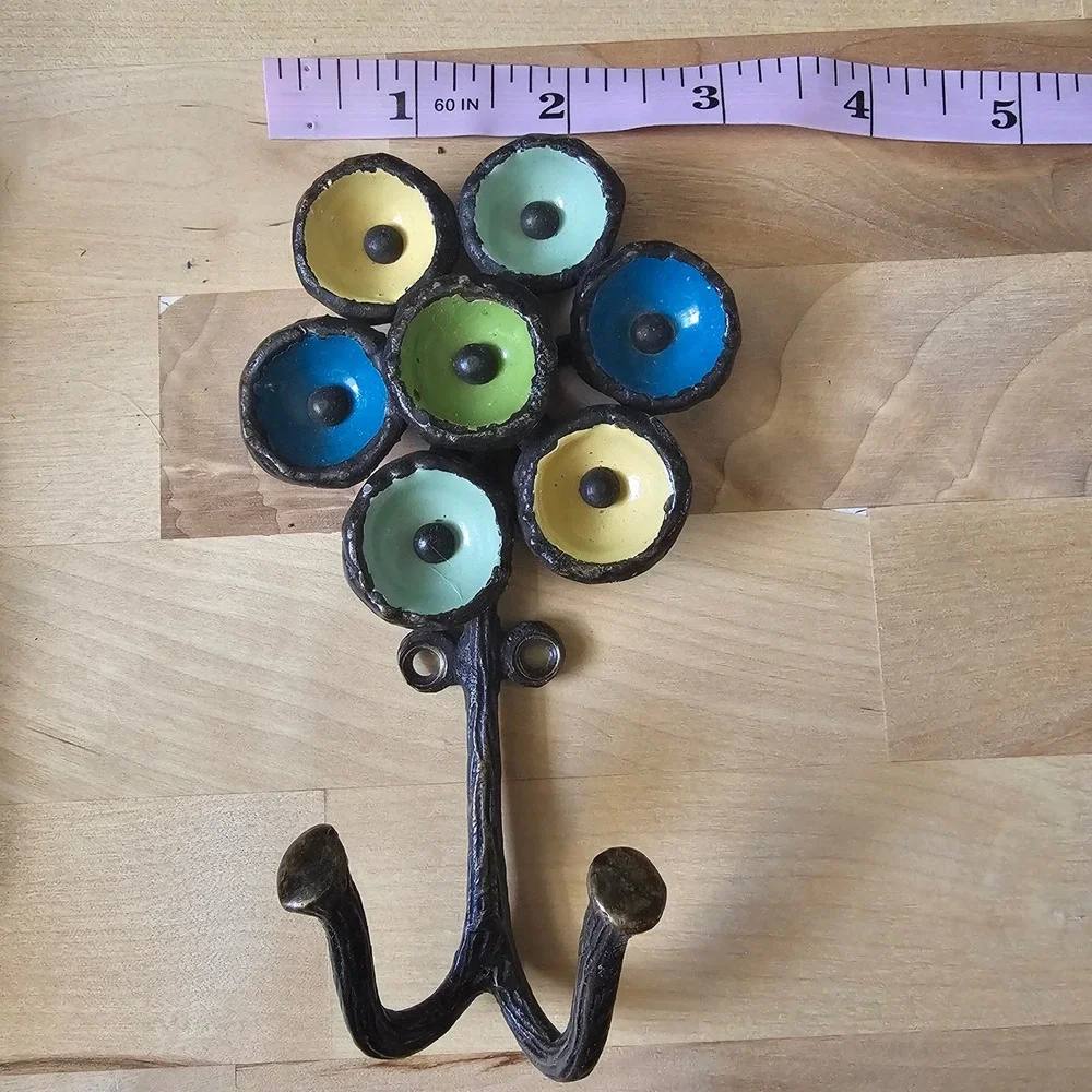 Melded poppies Flower Wall Hooks Decorative Metal Hanger Key Holder Set 3 PCS